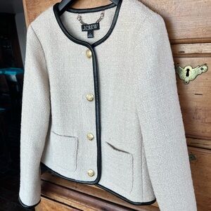 J.Crew Tweed lady jacket with leather trim